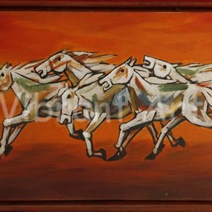 Horses with Orange background