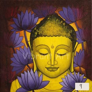 Lord Budha Painting with Purple Lotus