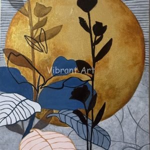 Sunset with Flower and Gold Leave